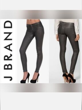 J Brand Wax Coated Skinny Stretch Jeans in Gray Fog Sz 27